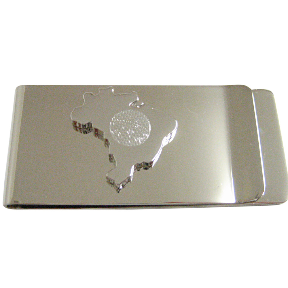 Brazil Map Shape and Flag Design Money Clip